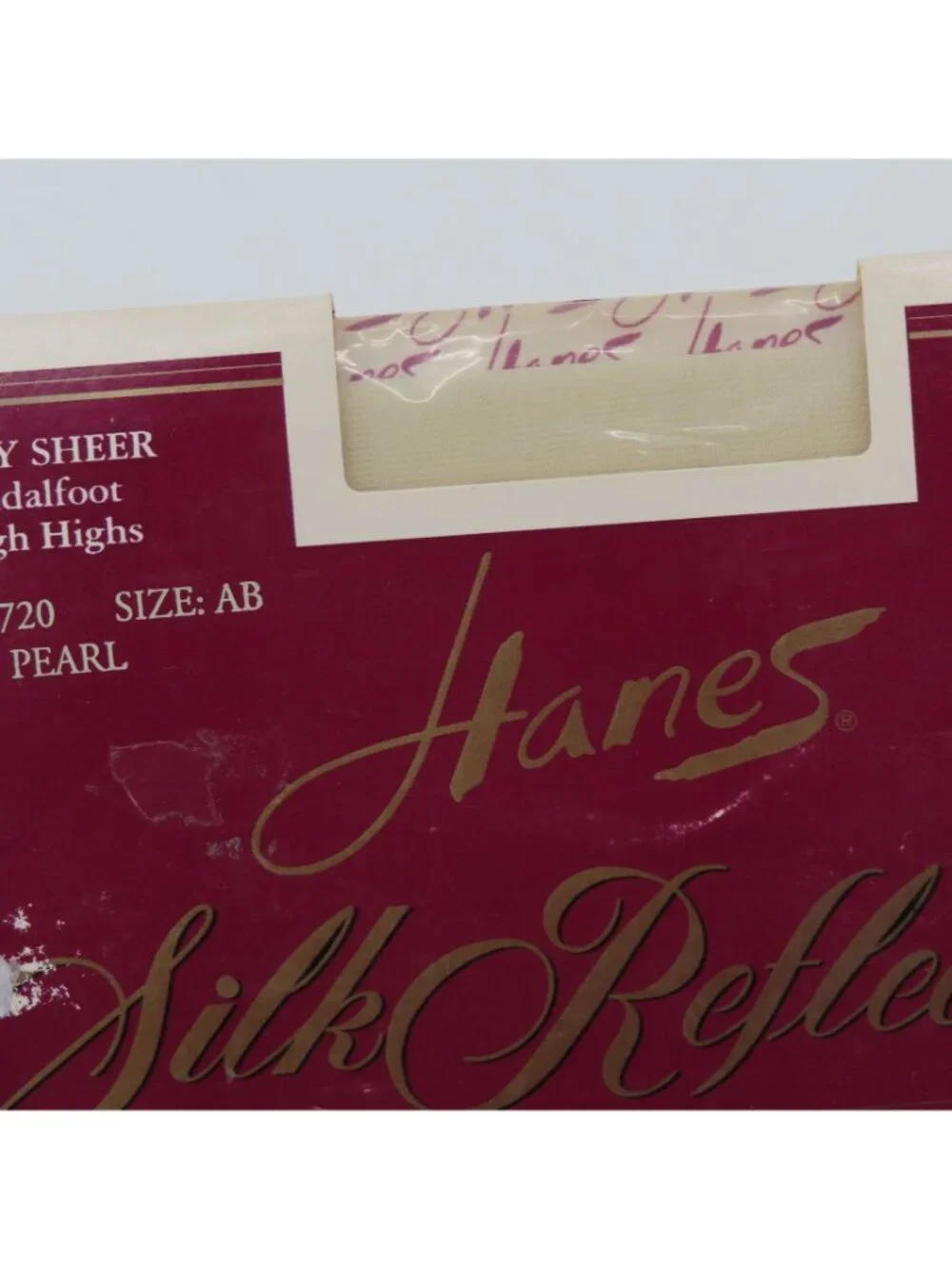VTG Hanes Silk Reflections Silky Thigh Highs Size AB Pearl White Style 720 NEW